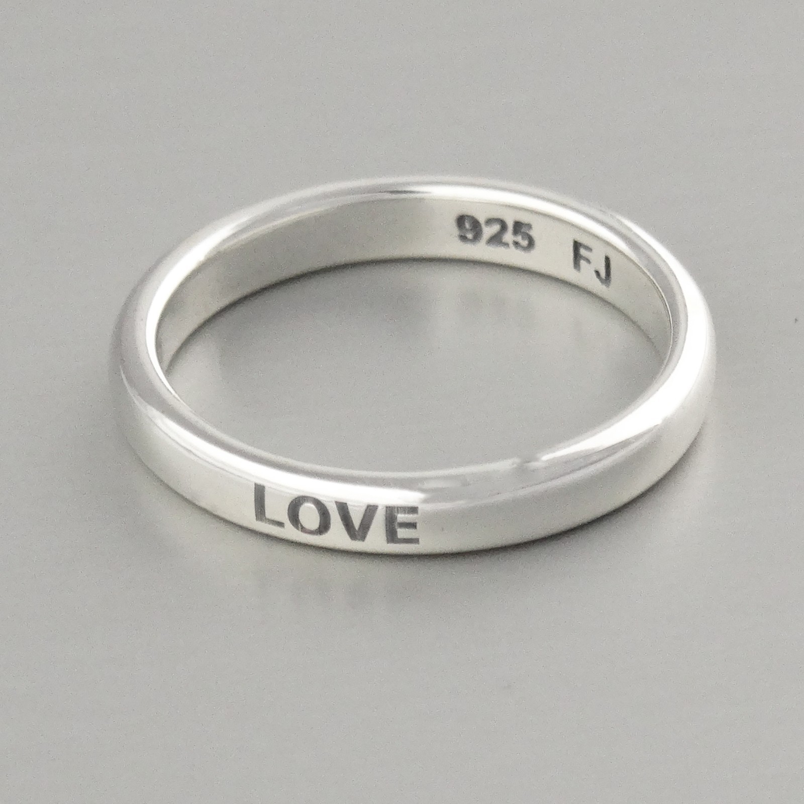 Love Ring - Engraved Stackable Ring - 925 Sterling Silver - Love Wedding