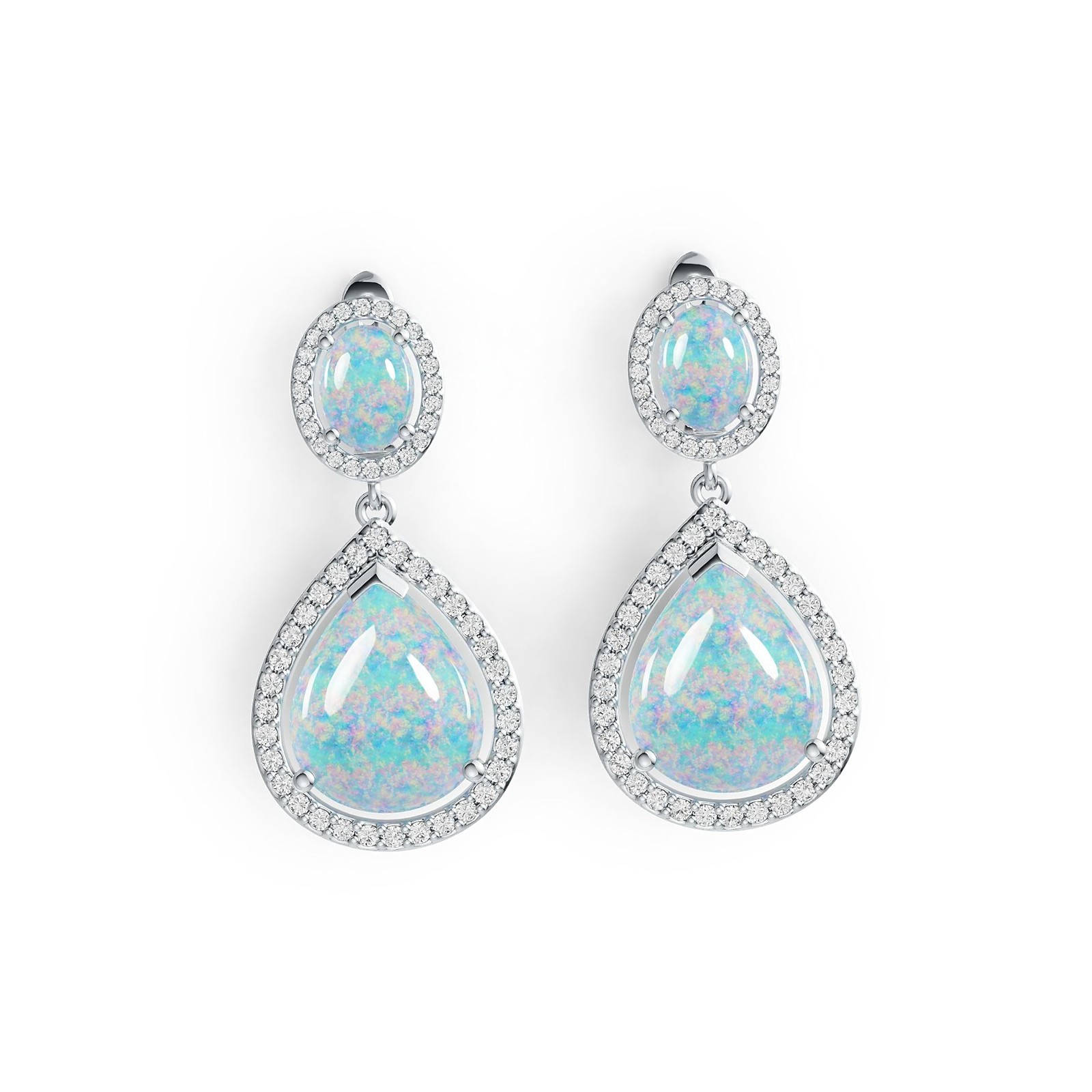 Sterling Silver Semi Mount Earrings Setting Pear PE 15X12mm OV 8X6mm Cabochon