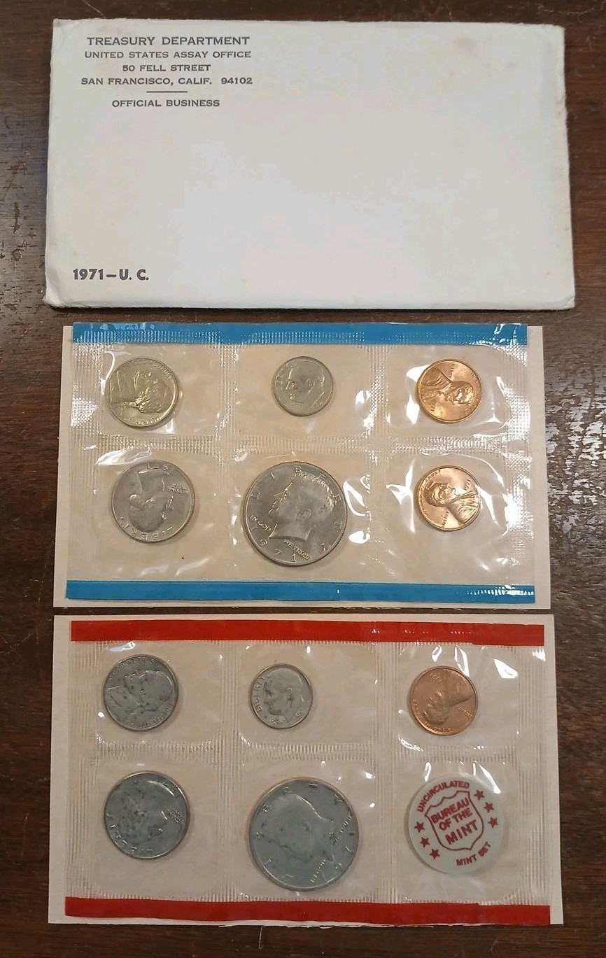 US Mint 1971 Uncirculated Coin Set Denver & Philadelphia OGP