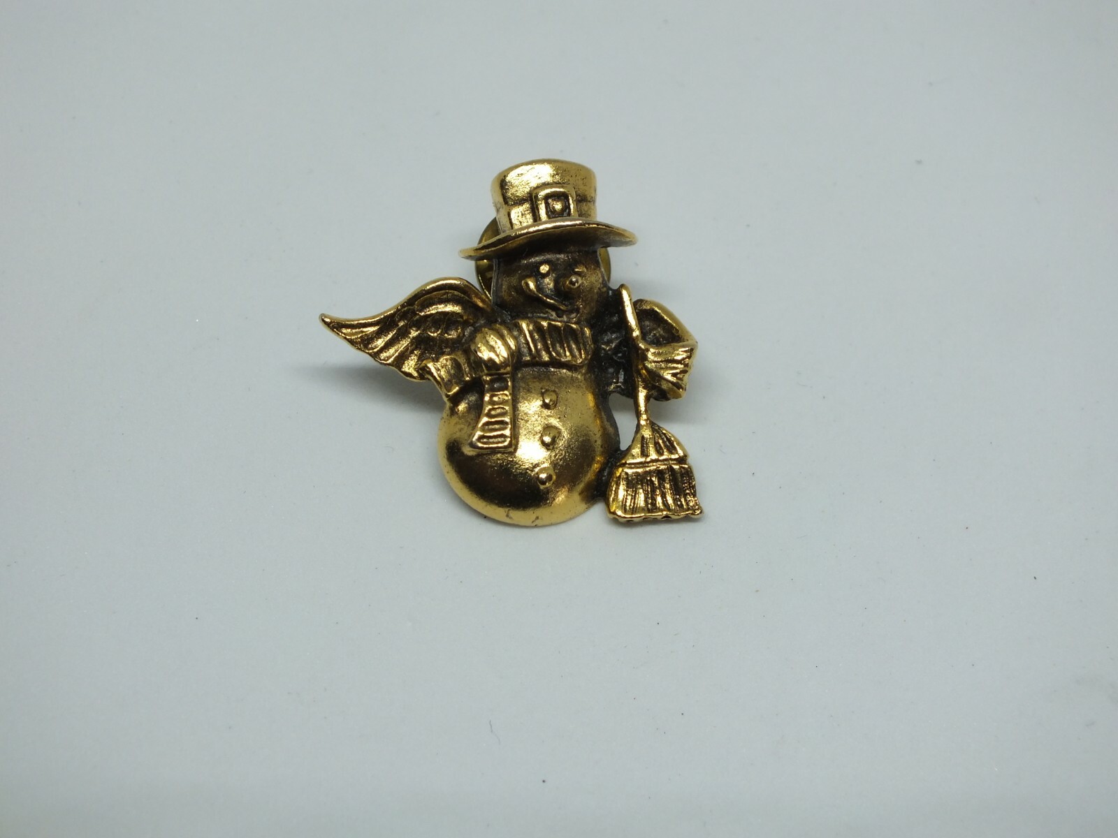 Beautiful Brooch Pin Angel Snowman Gold Tone Texture signed CAMCO