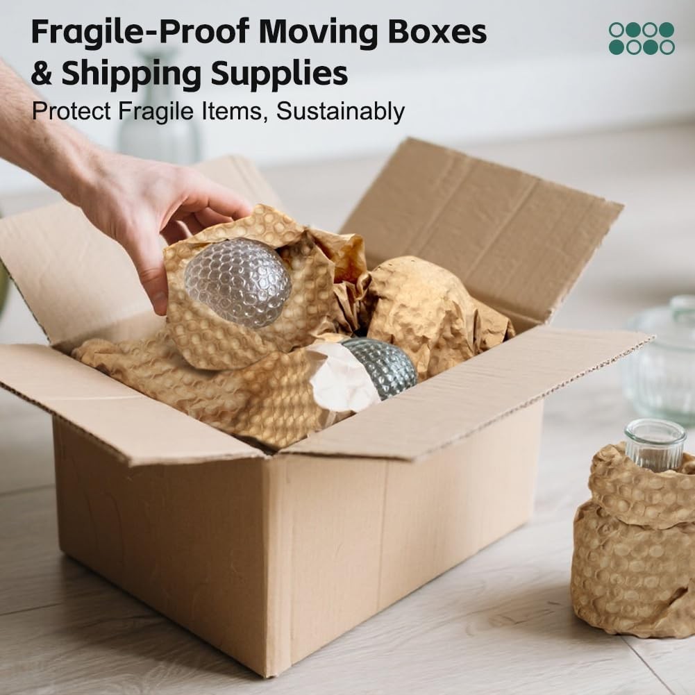 Bubble Wrap Paper Sheets for Packing 15x12 Inch Reusable Biodegradable