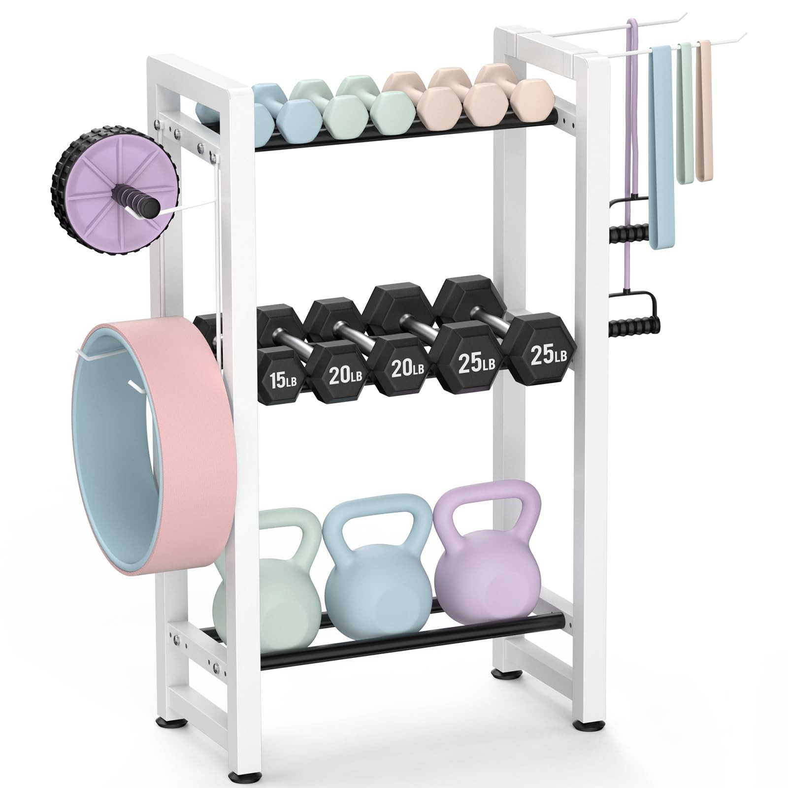 Small Dumbbell Rack，Heavy Duty Adjustable Dumbbell Weight Rack with Side