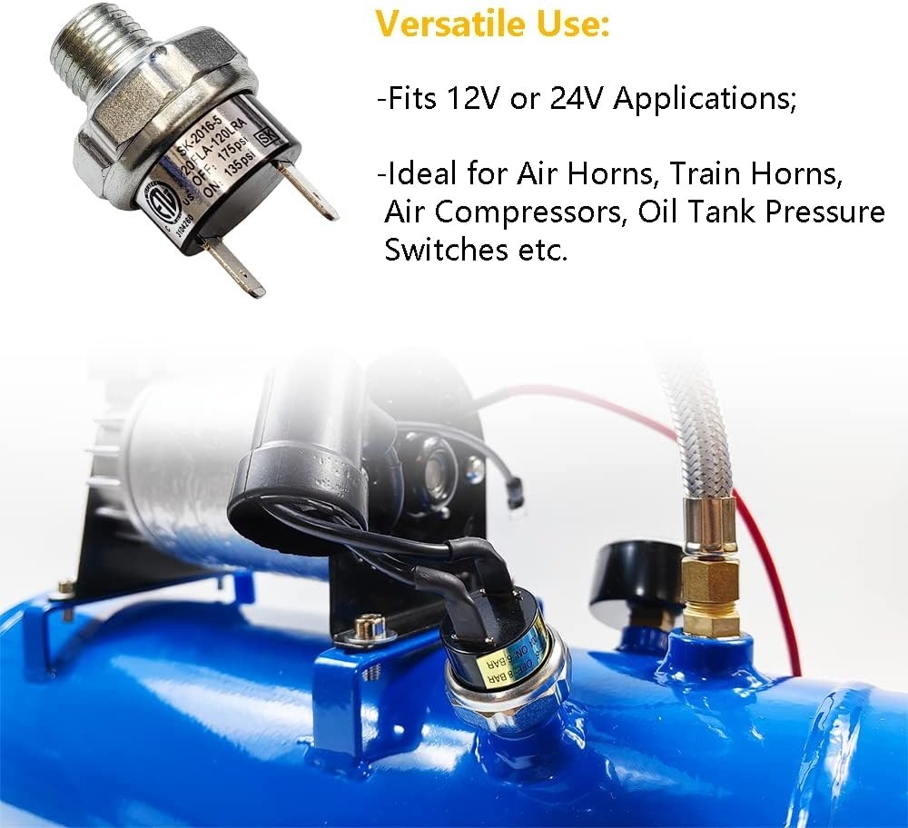 Versatile Tank-Mounted Air Pressure Switch 135-175 PSI for Dual Voltage Systems