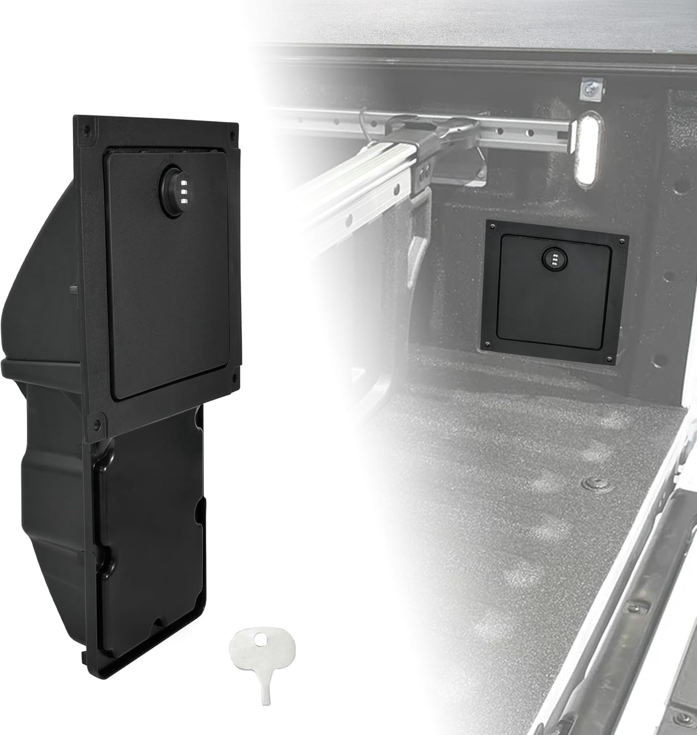 For 2023-2026 Ford F-150 Black Rear Truck Bed Partition Storage Bin w/Code Lock