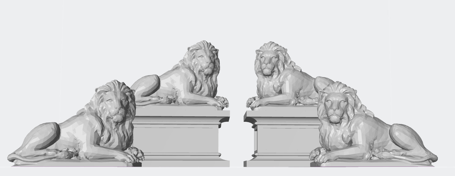N Scale 1:160 3-D Printed Pair of Lion Statues Scenery