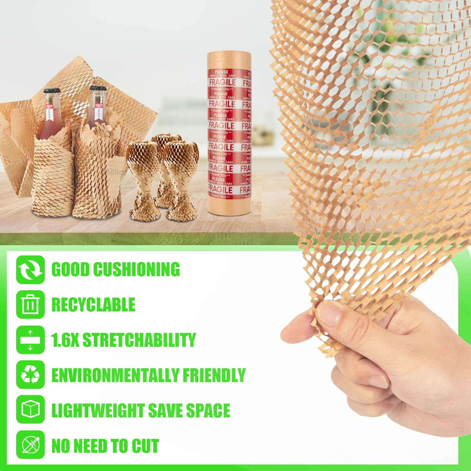 15 Inch x 400Ft Honeycomb Packing Paper for Moving Shipping Packaging Breakables