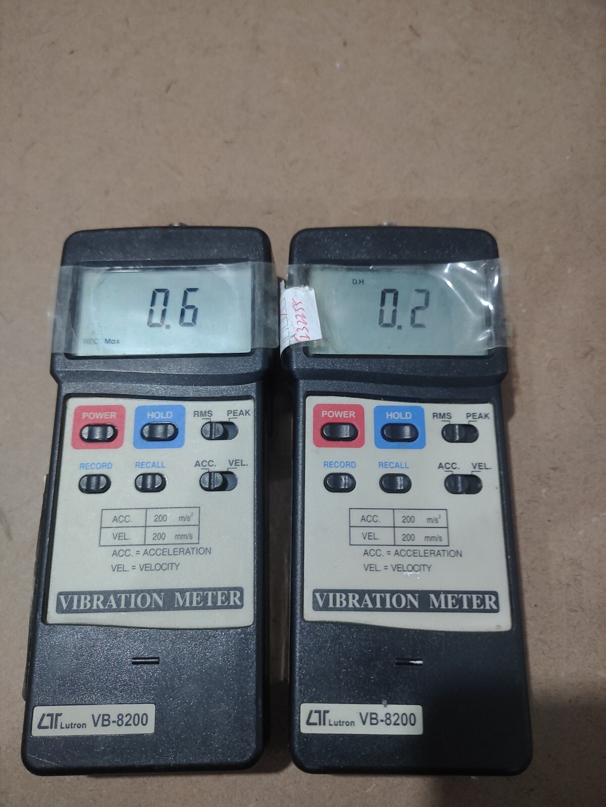 Lot of 2 Lutron VB-8200 Vibration Meter RMS Microvibration 10Hz-1 kHZ