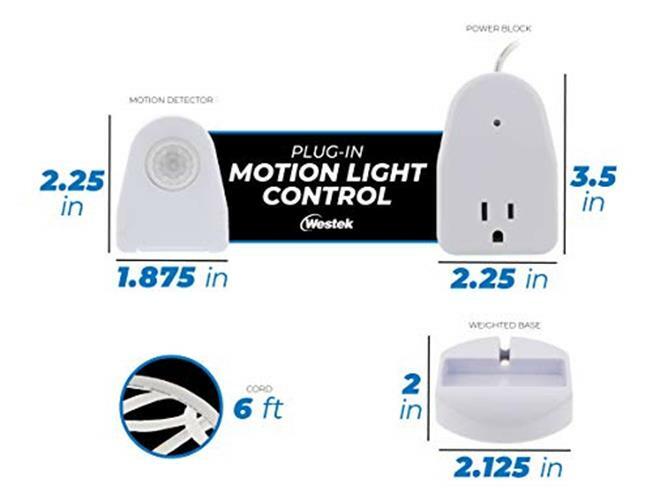 Westek Indoor Plug-In Corded Motion Activated Light Control Assorted Sizes
