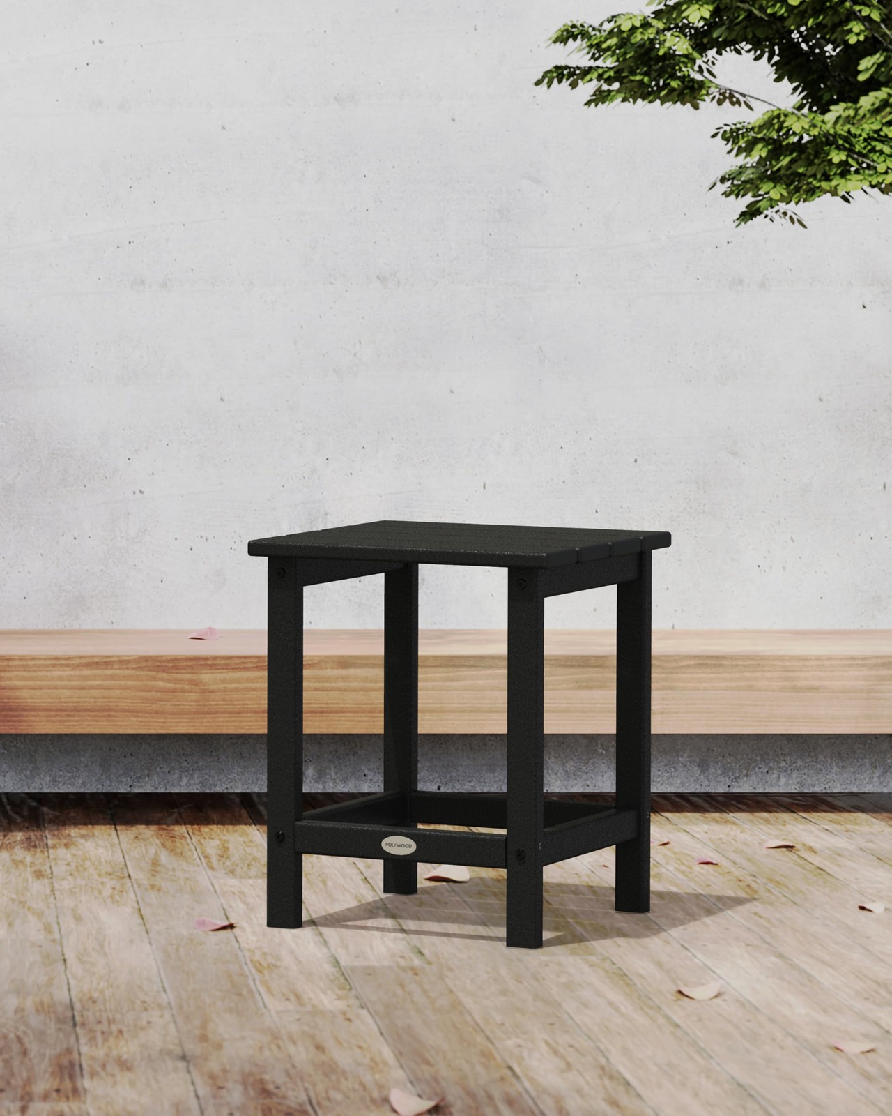 POLYWOOD Long Island 18 Side Table, Black