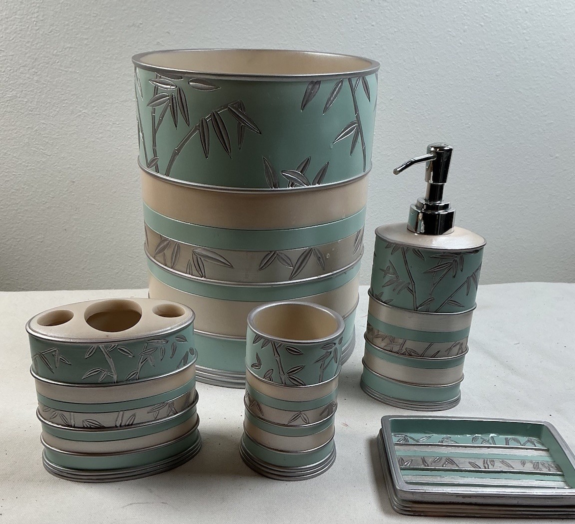 5-Piece Bathroom Accessory Set Decorative Made of Ceramic Venezia Aqua