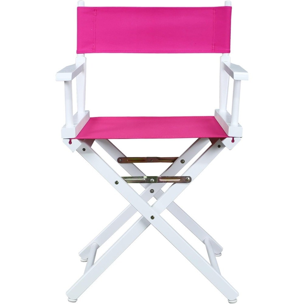Director Chair 18 Inch Classic Height White Frame Magenta Canvas Portable