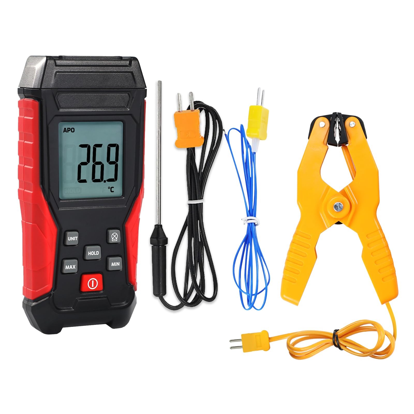 Digital Type K Thermocouple Thermometer HVAC Temperature Clamp Meter,...
