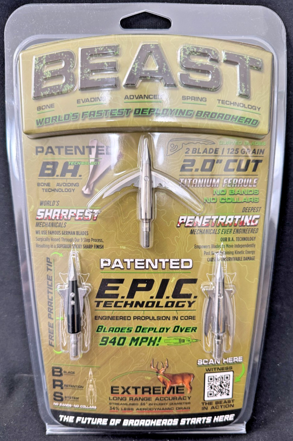 Bowmar Beast Titanium Hybrid Broadheads 2 Inch 125 Grain With Practice Head NEW