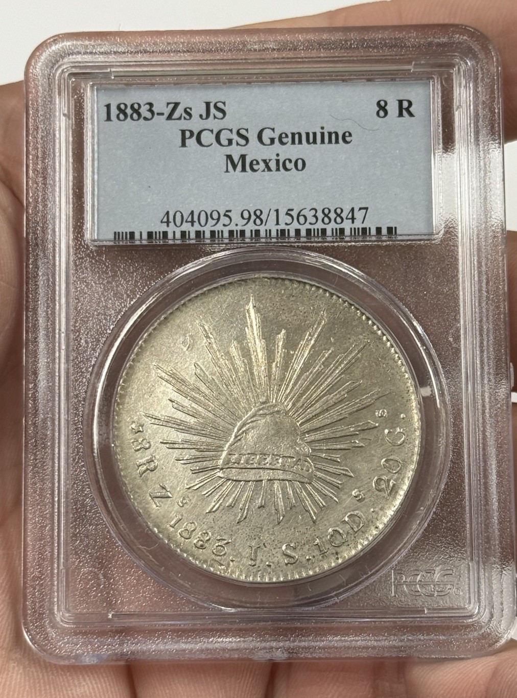 1883 Zs JS 8 Reales Zs69 PCGS. Details 8R Mexico Silver Coin #3049