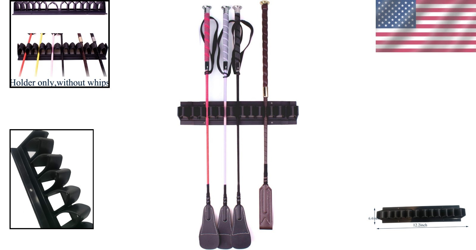 Elegant Wall-Mounted Horse Crop Holder - Adjustable Rack for Sturdy Storage