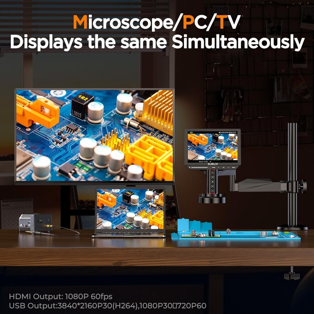 Elikliv AutoFocus HDMI Digital Microscope: Fast TOF Sensor 4K Effortless Clarity