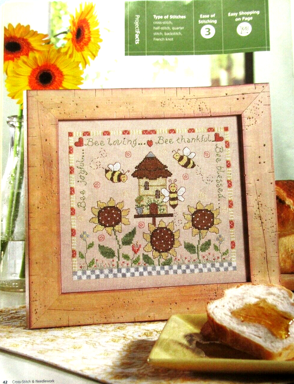 Bee Blessed Thankful Loving Bloom Spring Design CROSS STITCH PATTERNS