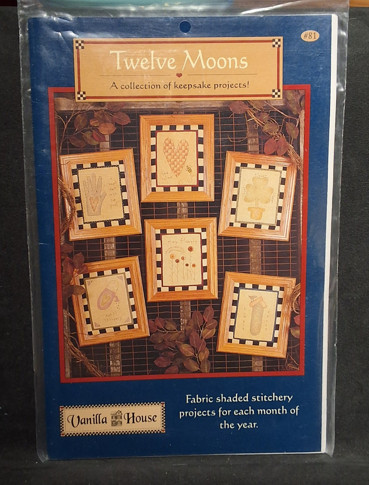 Twelve Moons Keepsake Projects #81 Shaded Stitchery Pattern for Each Month 8x10