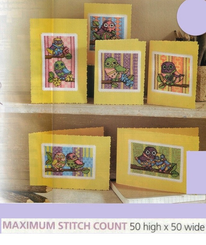 FUNKY OWL CARDS   CROSS STITCH PATTERN  ONLY  EQ  -  EUU