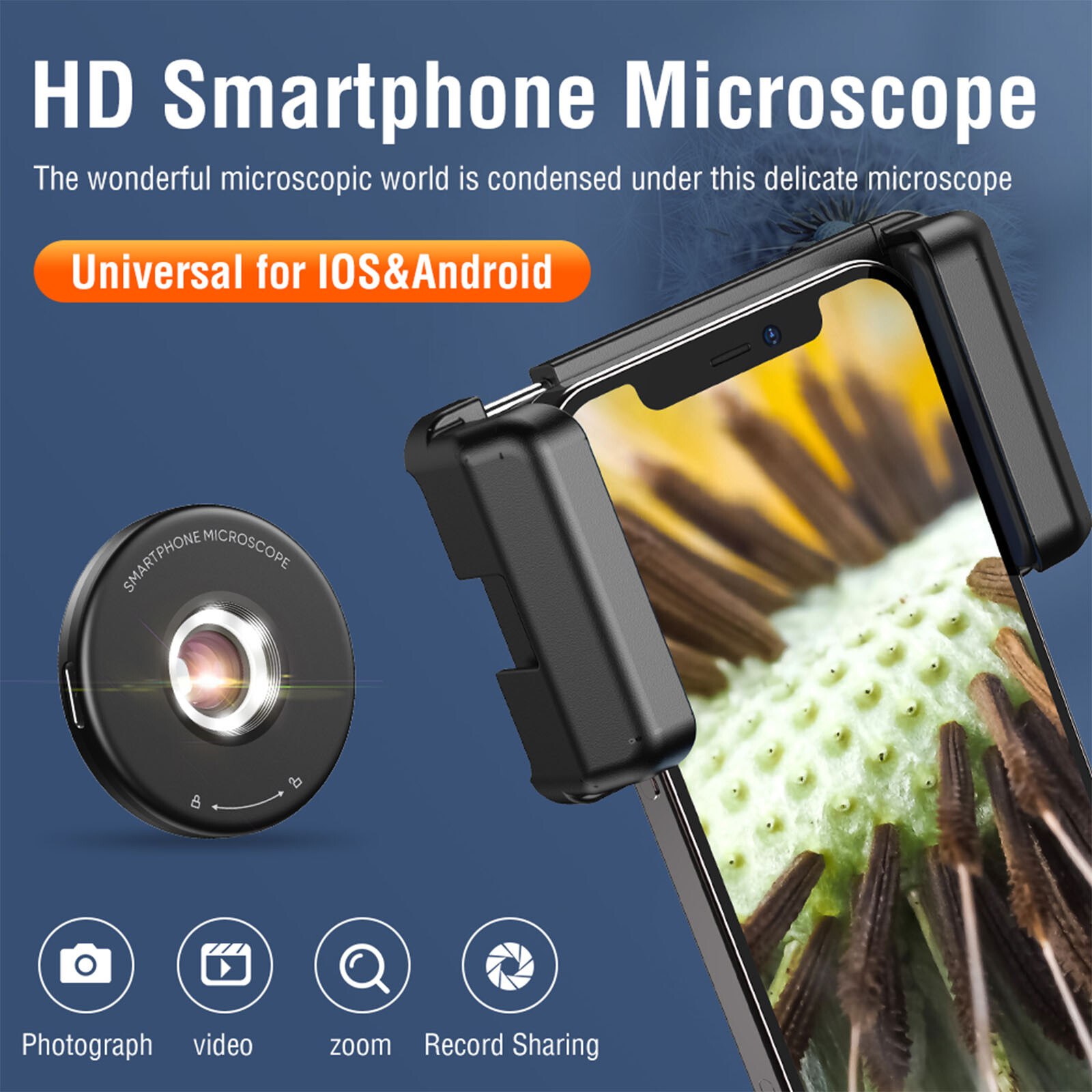 APEXEL Smartphone Microscope Portable Micro Exploration with LED Fill Light