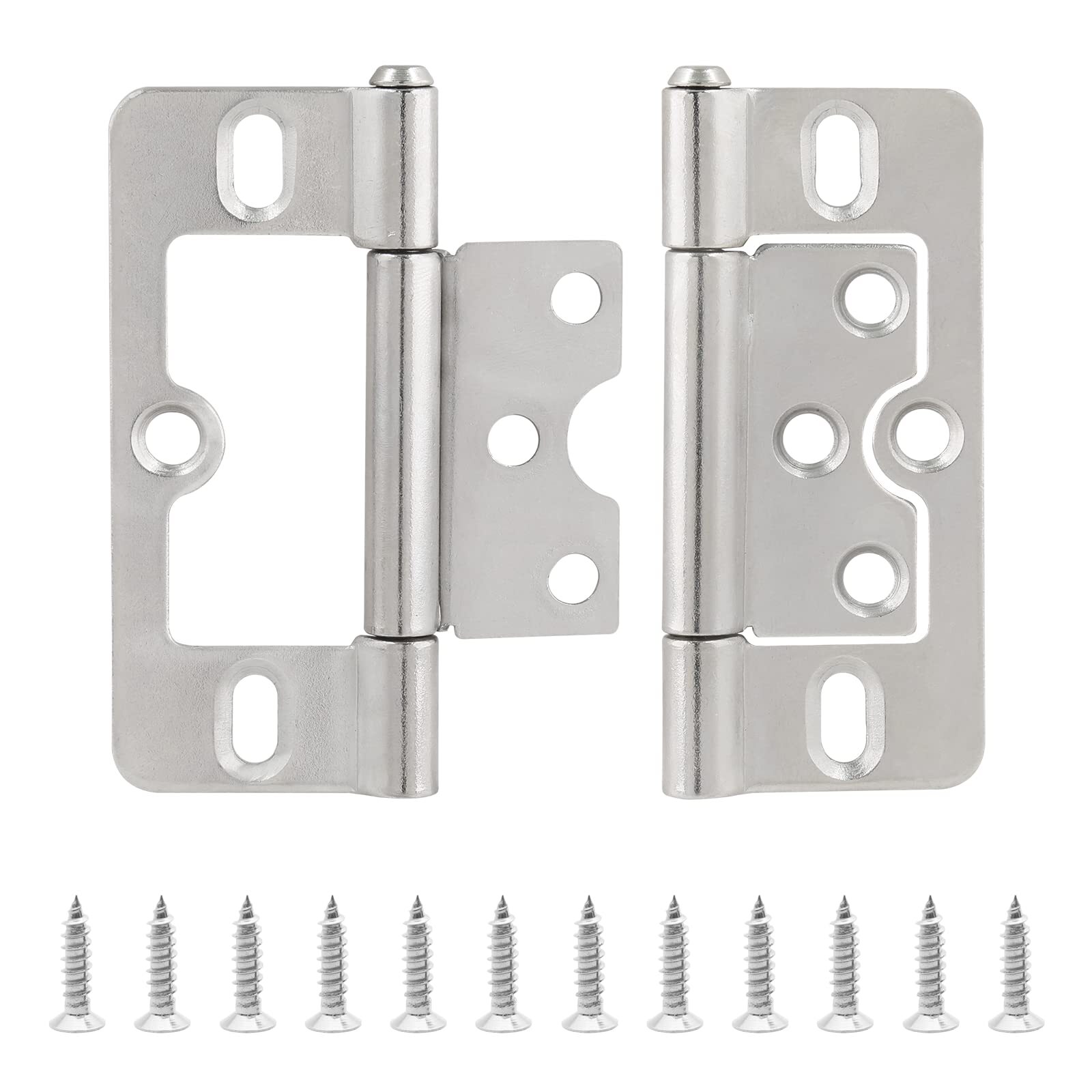 2PCS Non-Mortise Hinges 3 inch Nickel Door Hinges with Mounting Screws Chest ...