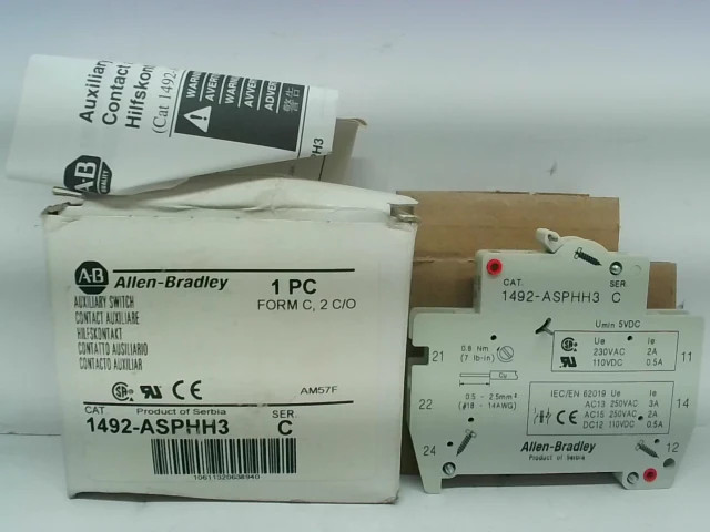 Allen Bradley 1492-ASPHH3 /C Auxillary Switch-New In Box