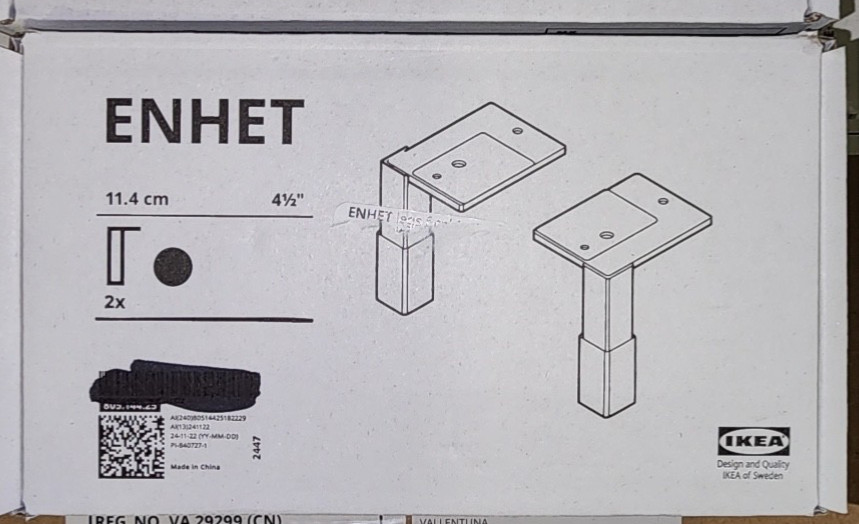 (SET OF 2) - Ikea ENHET Adjustable Legs/Feet for Base/Cabinets BLACK