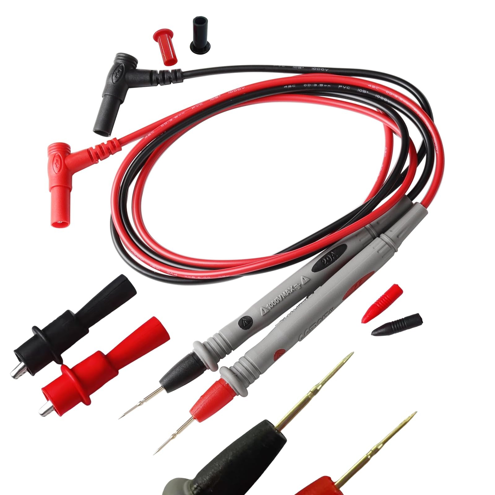 Bectyton 2PCS Digital Multimeter Test Leads Set with 10A Black/Red