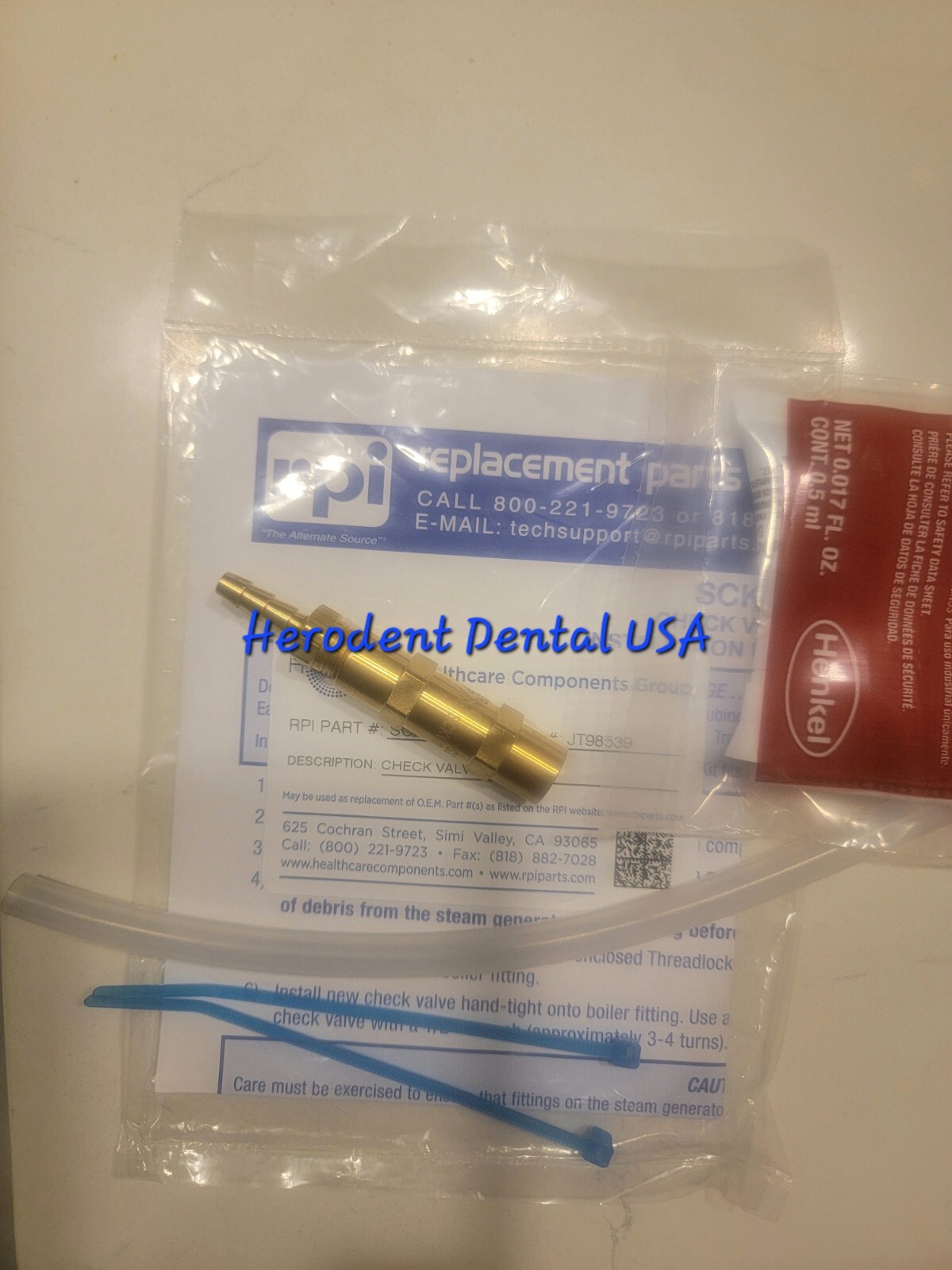 Scican Statim G4 and 2000/5000 CHECK VALVE KIT RPI Part #SCK011