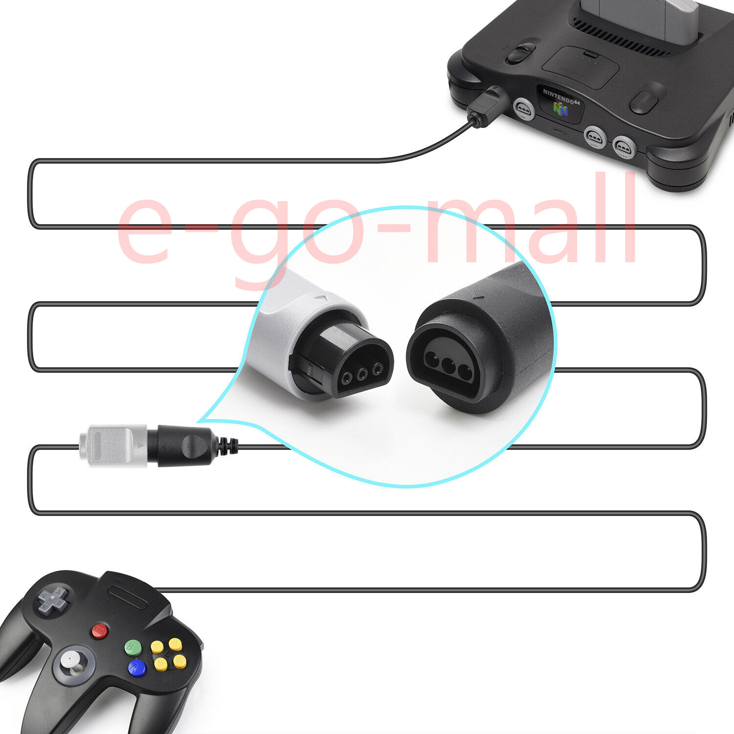 4 Pack 6FT N64 Controller Extension Cable N64 Gamepad Cord for 64 Controller