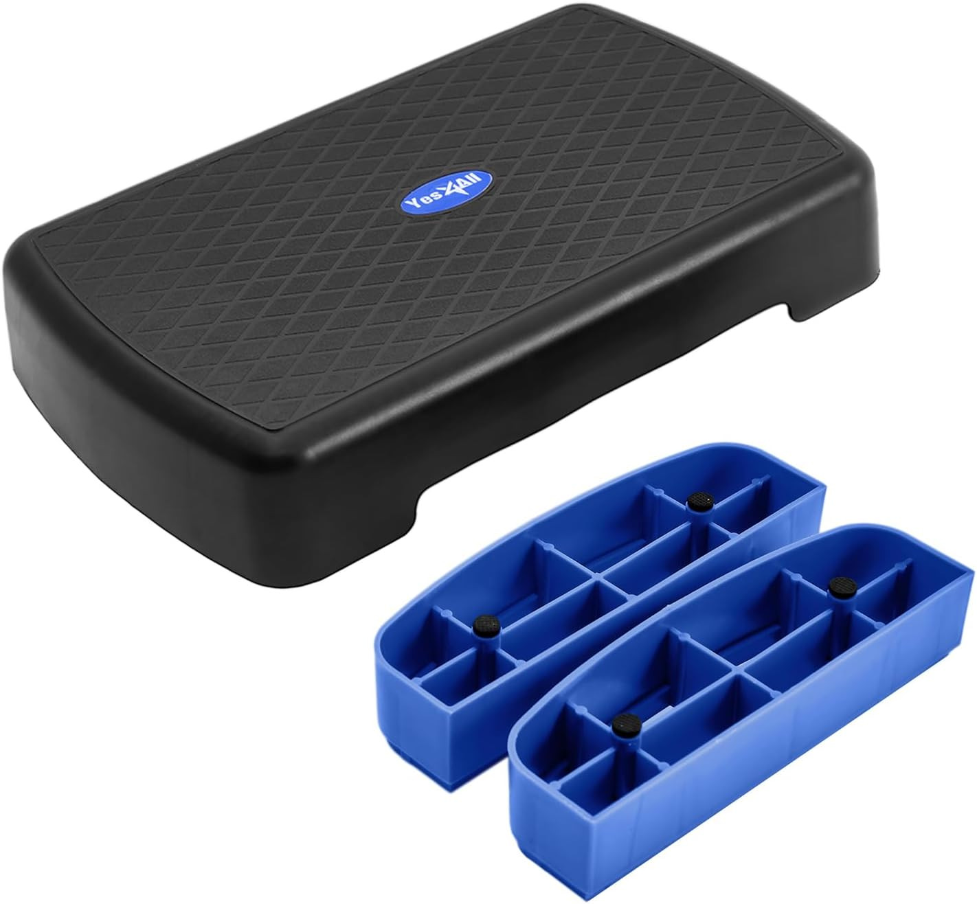 18.9" Aerobic Exercise Step Platform with 2 Risers, Adjustable Height Workout St