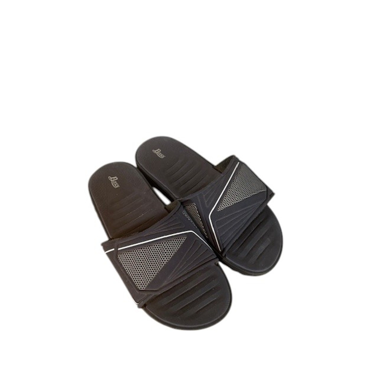 Bass Black Slip on Adjustable Front Summer Slides Men Sz 9