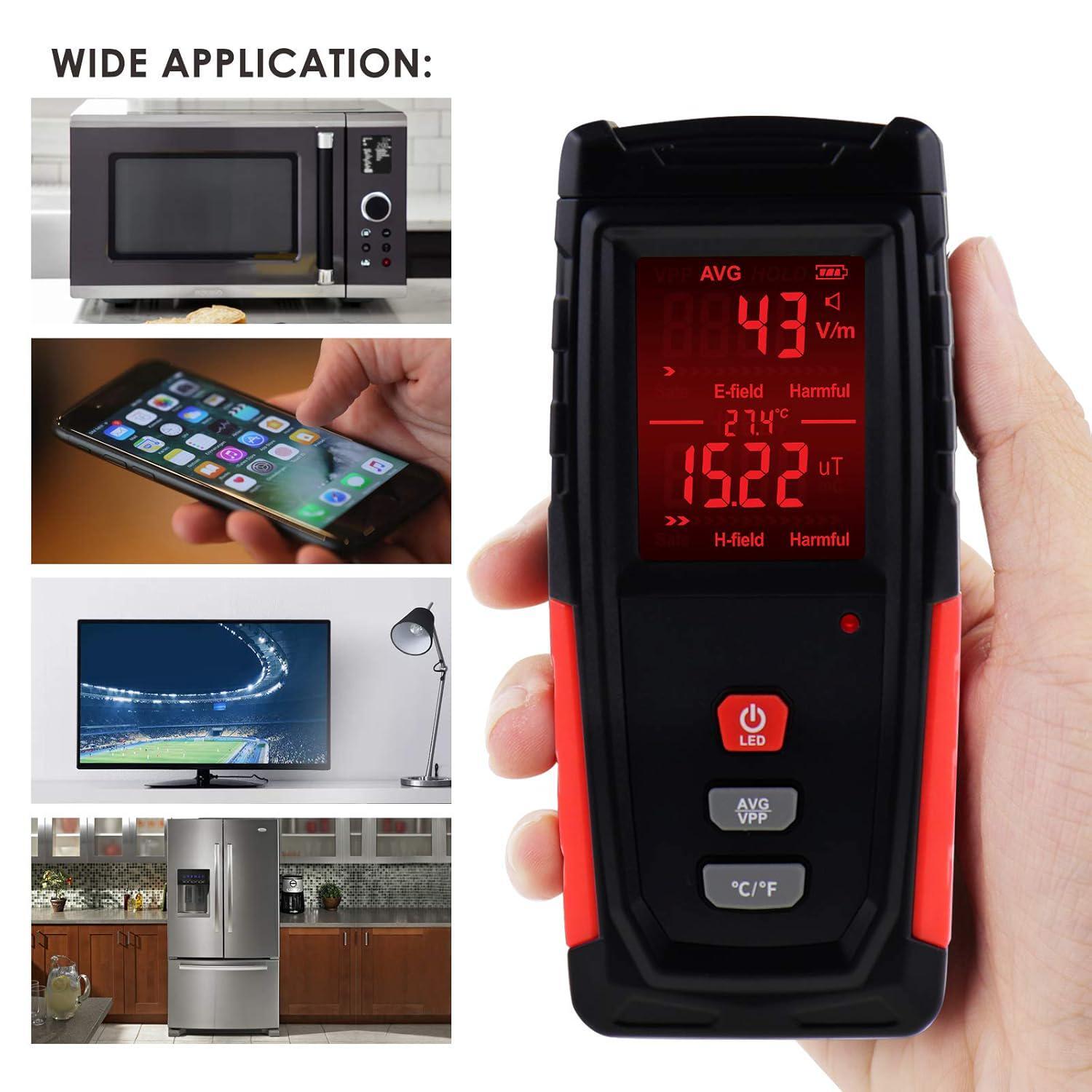EMF Meter Digital Electromagnetic Field Radiation Detector With Sound Light EMF