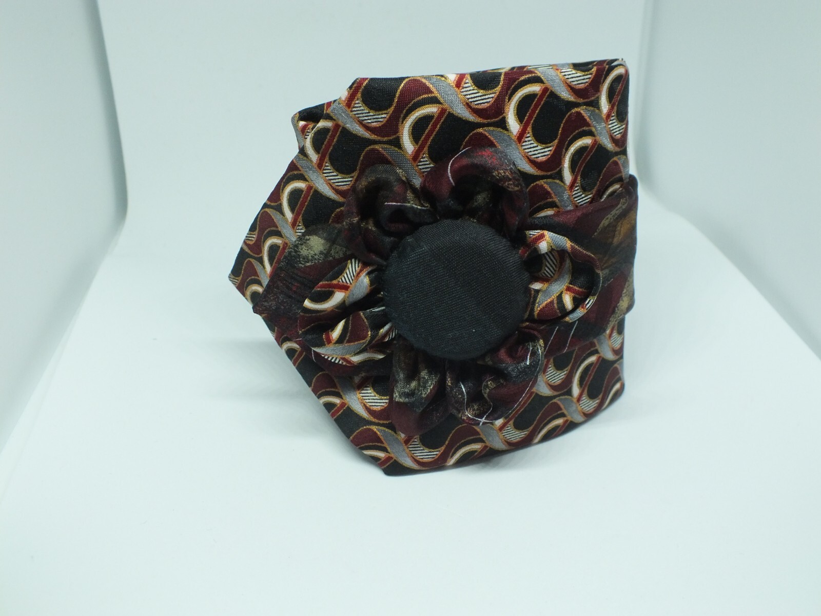 Upcycled Repurposed BOHO Bracelets From Tie Flower Snap Closure One of a Kind
