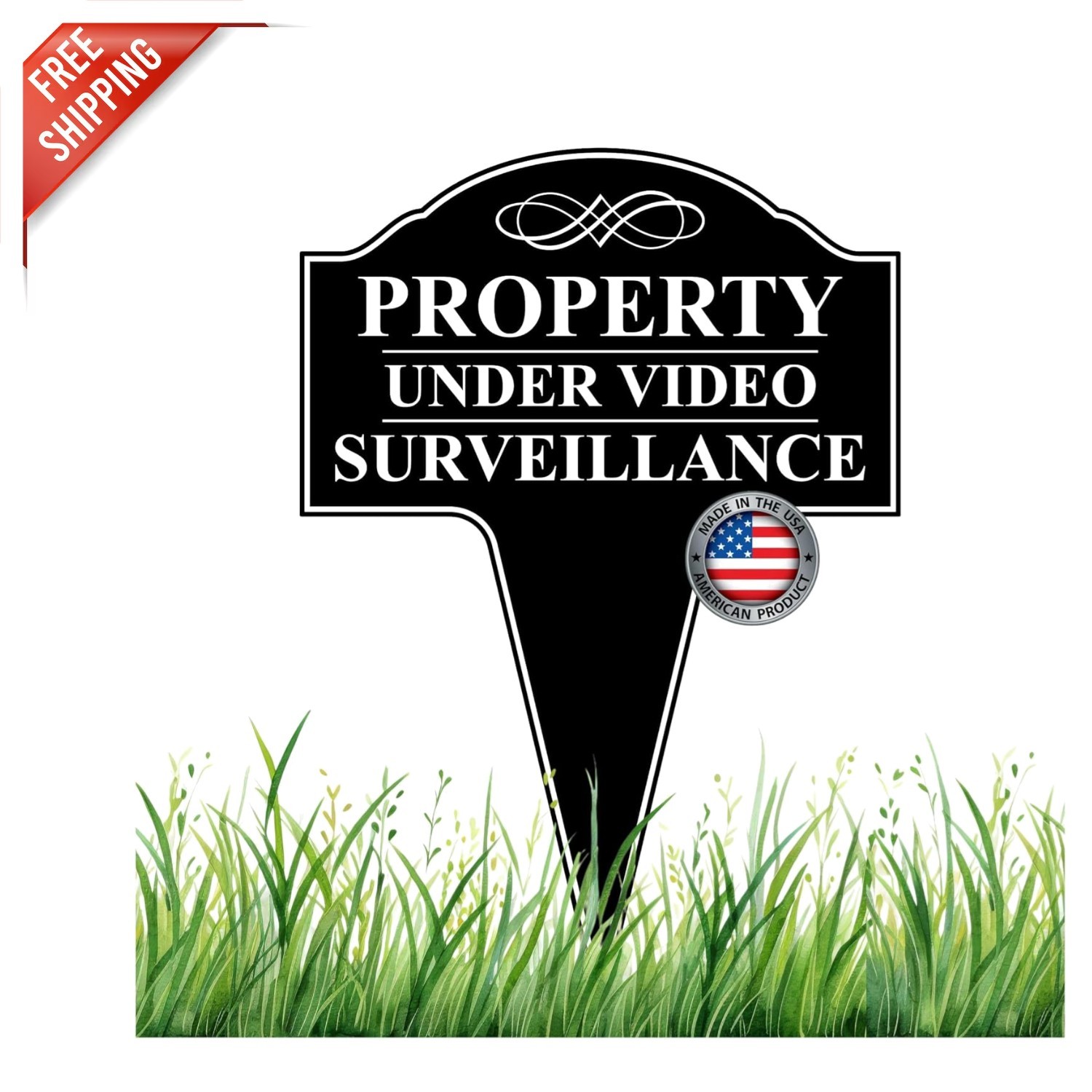 Durable 10" X 14" Free Standing Video Surveillance Sign for Homes and Businesses