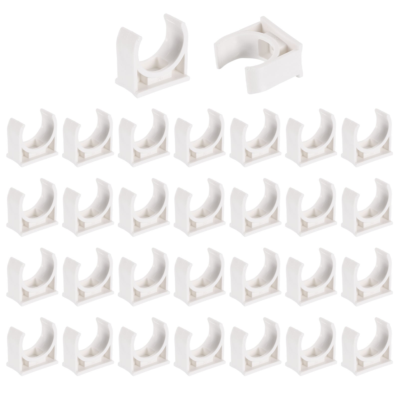 32Pcs PVC Water Pipe Clamps Clips, U-Shaped Holder Buckles for 20mm OD, White