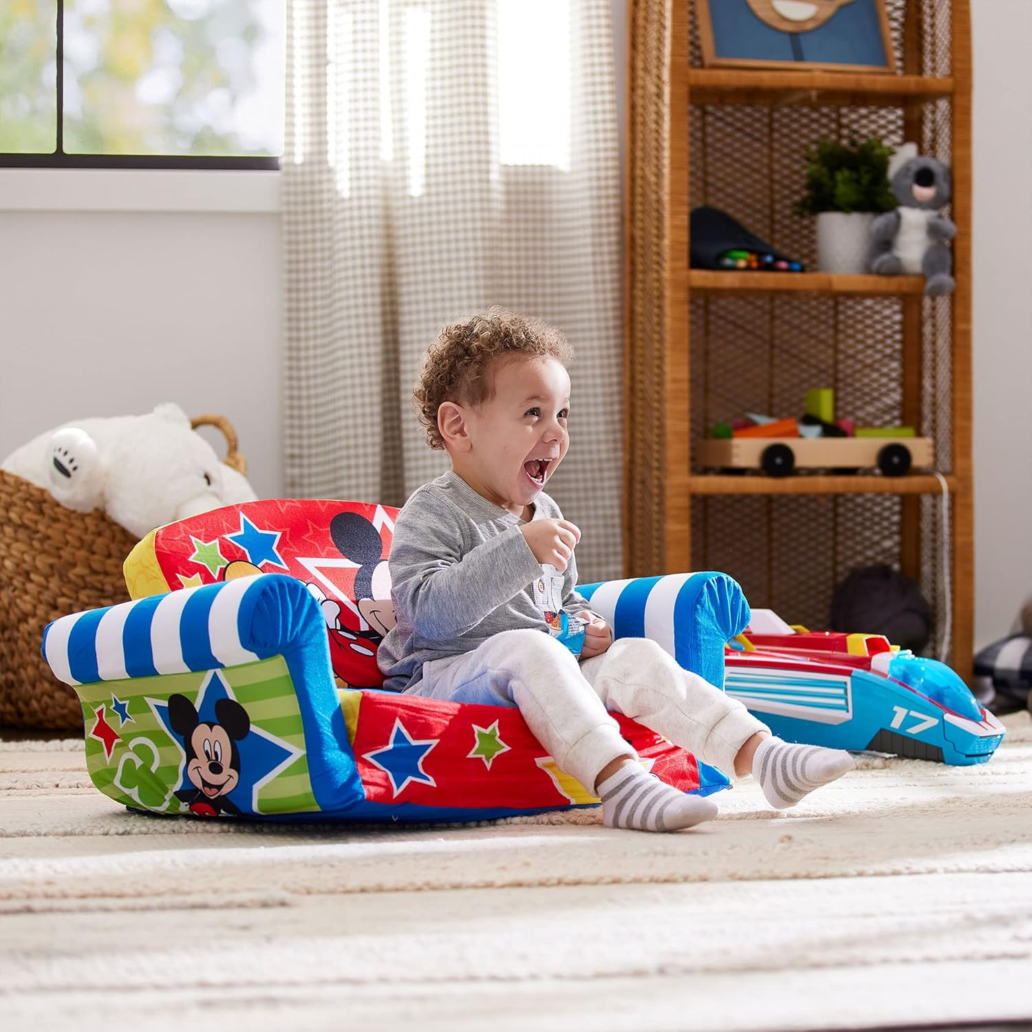 Mickey Mouse 2-Pack Kids Sofa Bed, 2-in-1 Flip Open Foam Couch