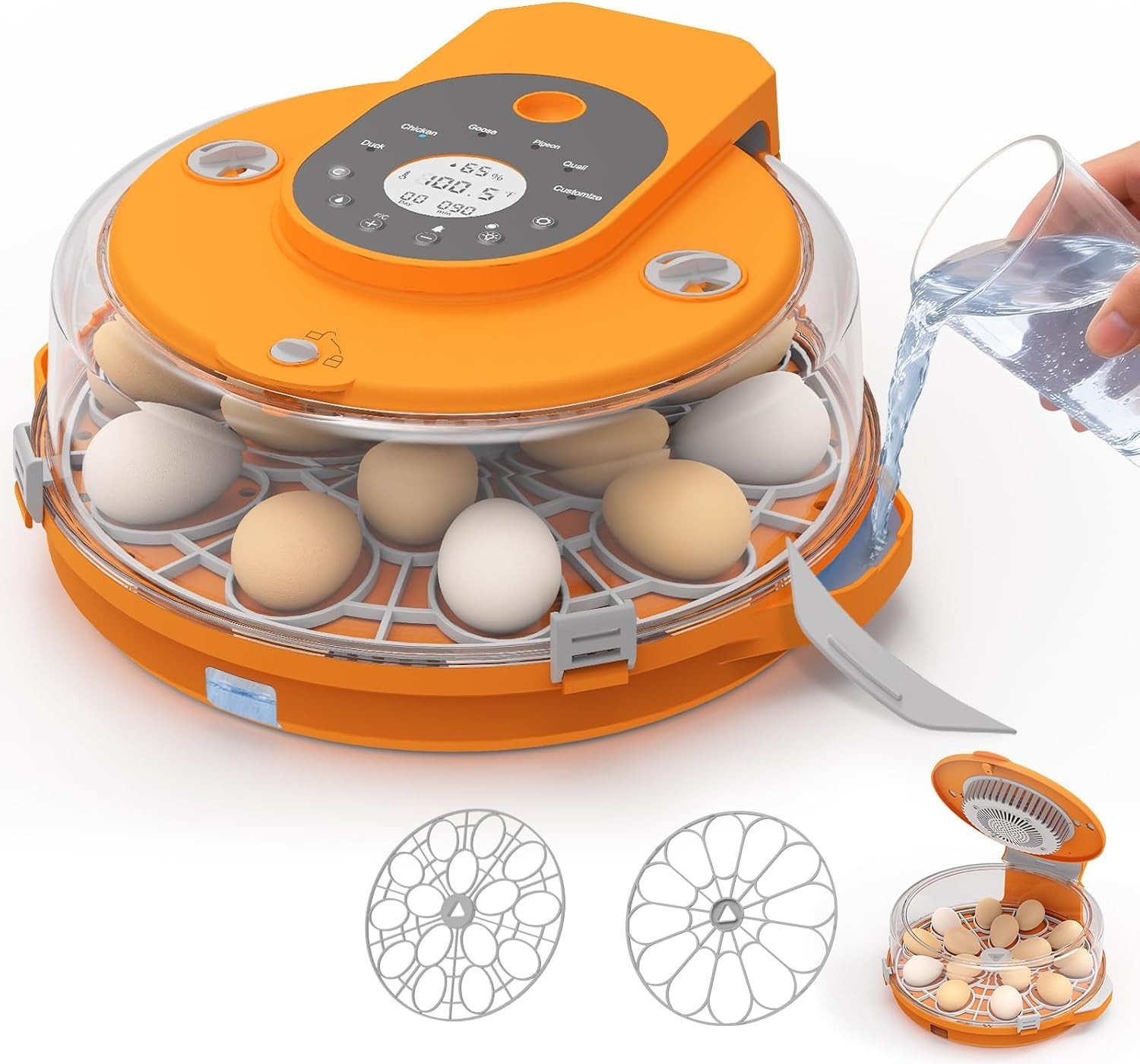 15 Egg Incubator Hatcher With Side Water Refill Auto Humidity Control Auto Turn