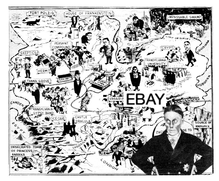SALE: SHOCK THEATER ZACHERLEY 1958-59 GLOSSY MONSTER TV PHOTO MAP TRANSYLVANIA