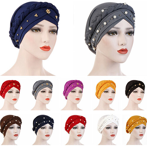 Gorro De Quimio Con Gorro De Turbante Para Mujer Con Trenzado De Cuentas Hats