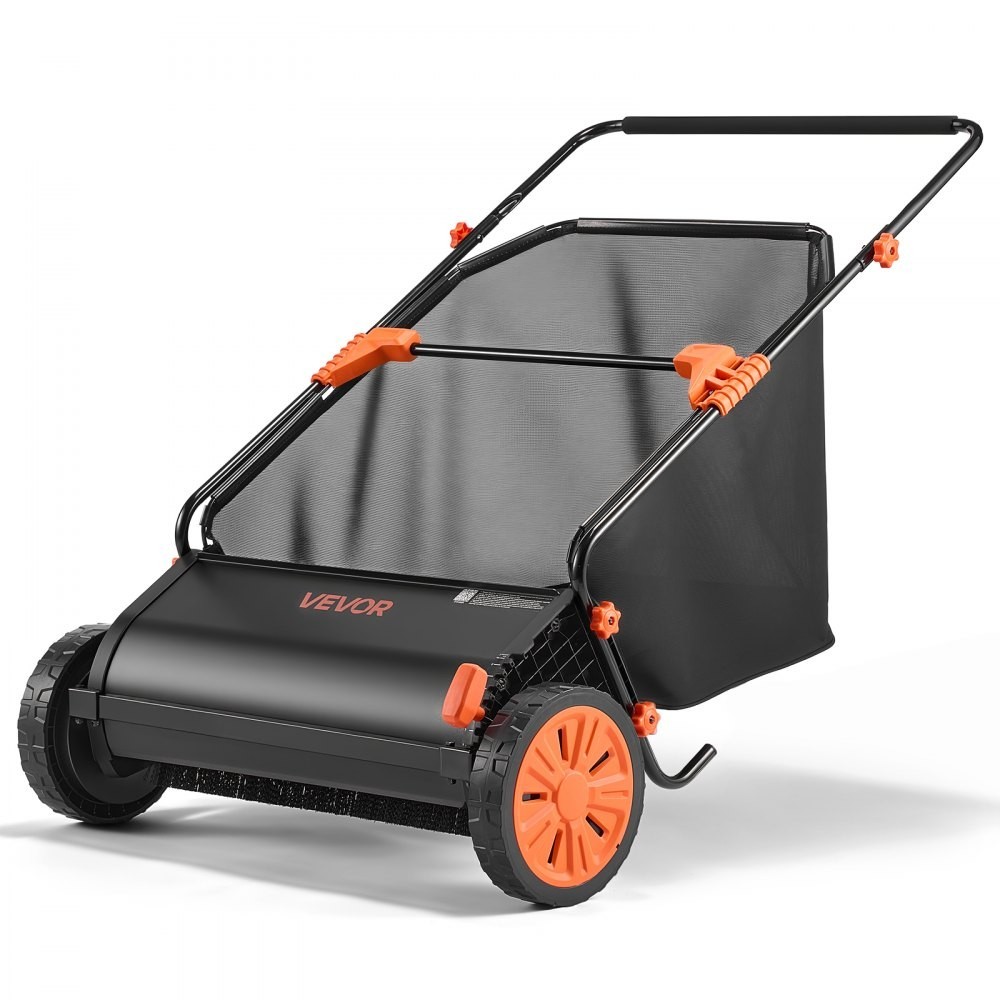 VEVOR Push Lawn Sweeper 26 in Leaf and Grass Collector with 7 cu. ft. Hopper Bag