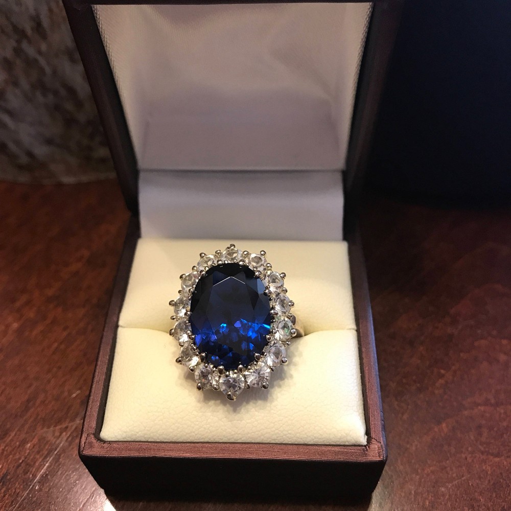 8 Ct Oval Cut Natural Sapphire Diamond Wedding Engagement Ring 14K White Gold 7