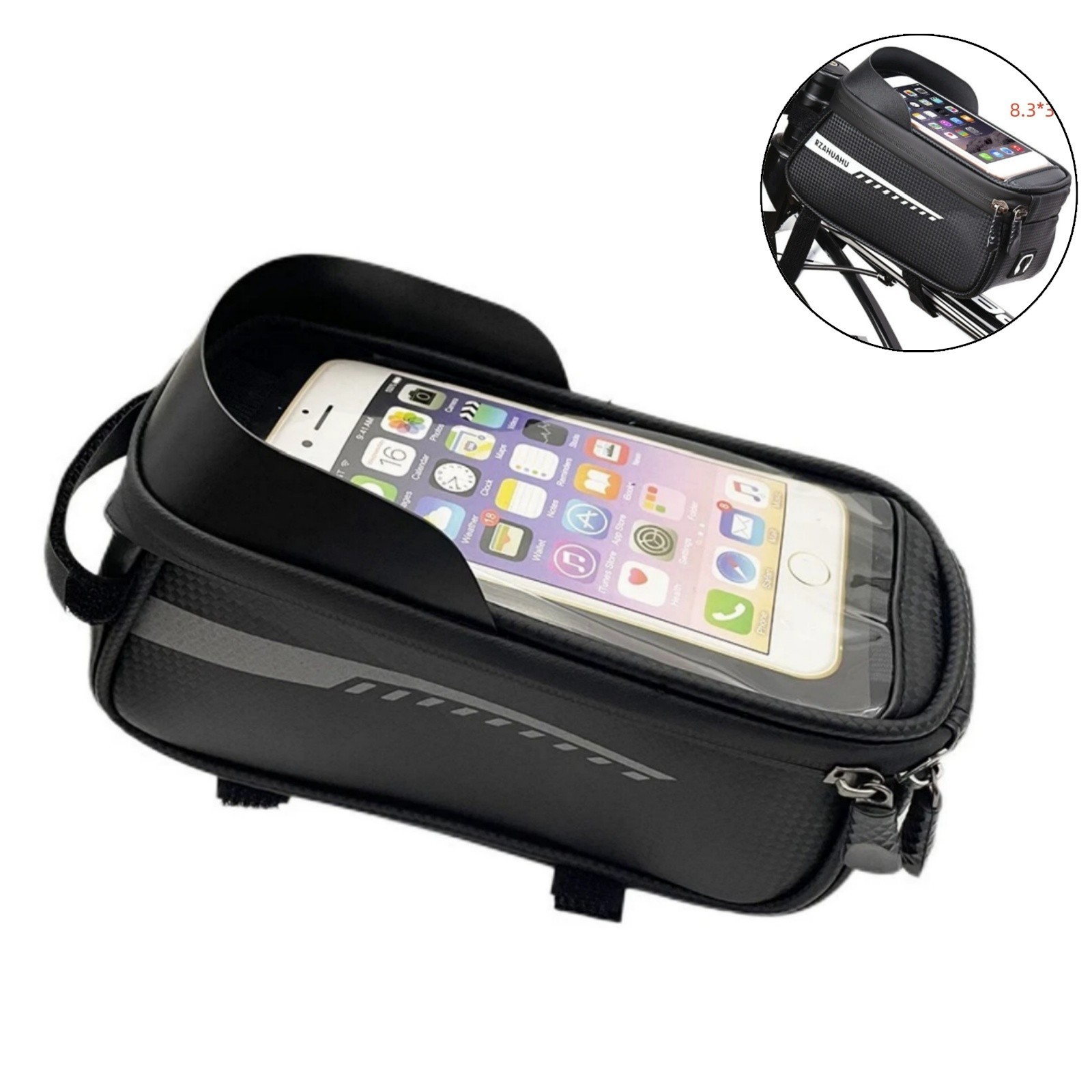 Bicycle Cycling Bike Front Beam Frame Bag Touch Screen Waterproof Phone Holder