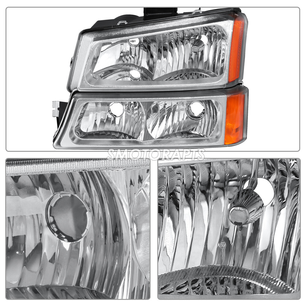 For 2003-2006 Chevy Silverado Chrome Housing Headlights & Red Tail Lights