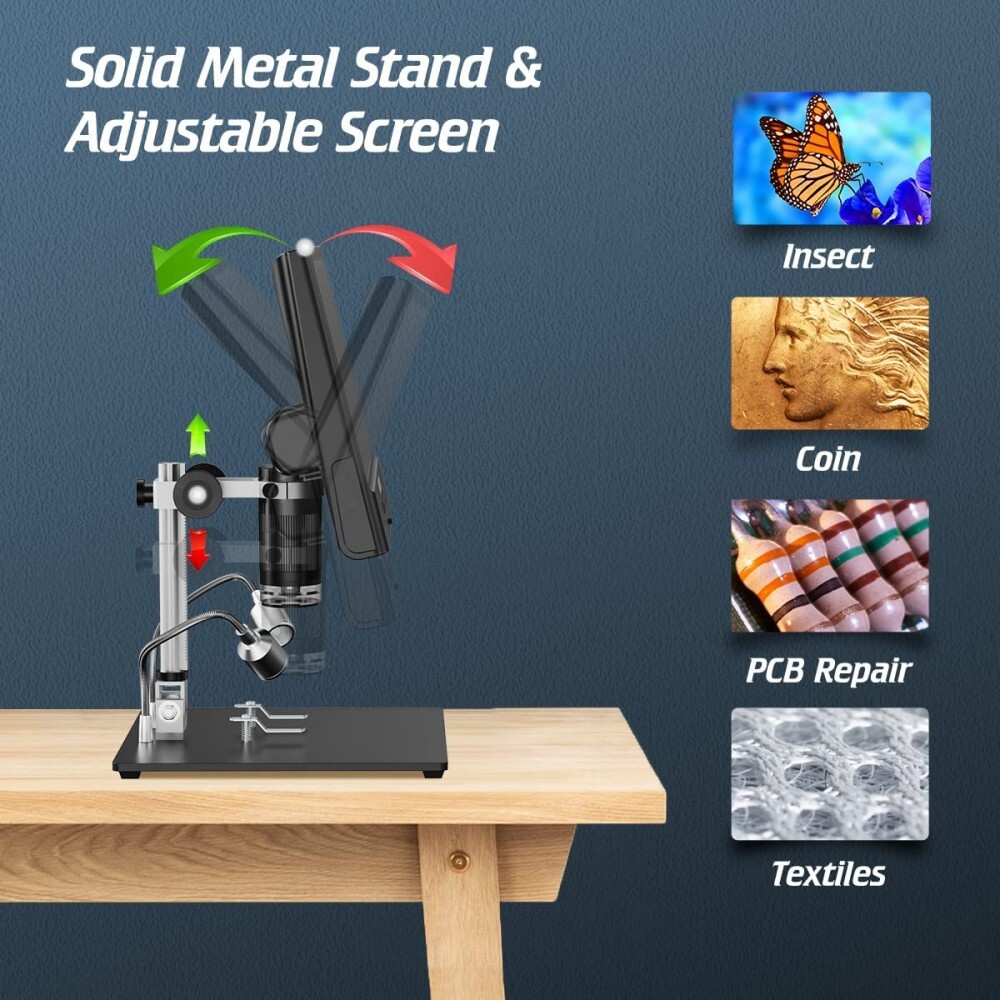 Elikliv Digital Microscope 10'' Screen 1300X Camera Soldering Microscope Adults