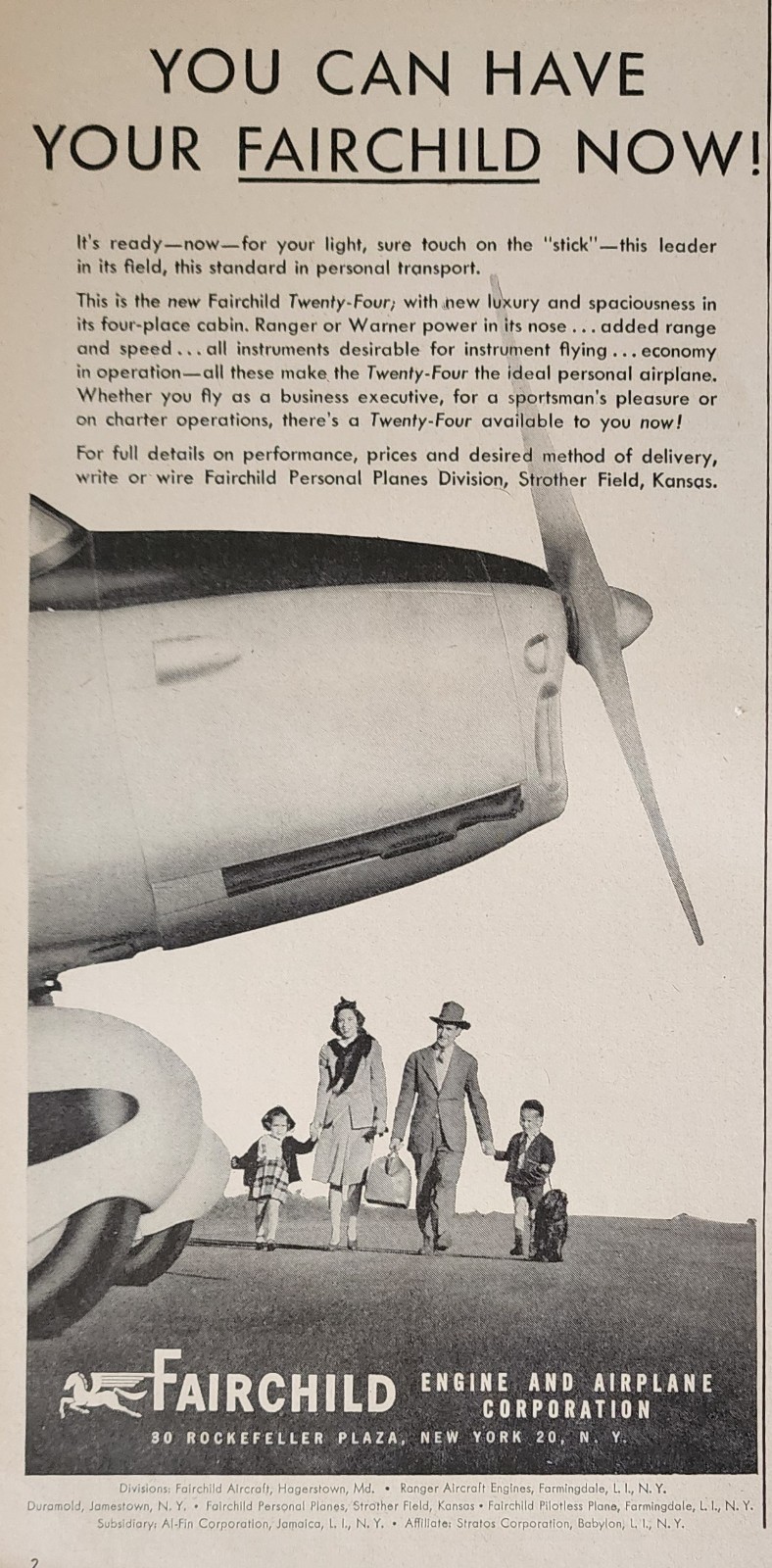 Fairchild Aircraft Plane Picture Magazine Ad Vintage Original Wall Art Decor