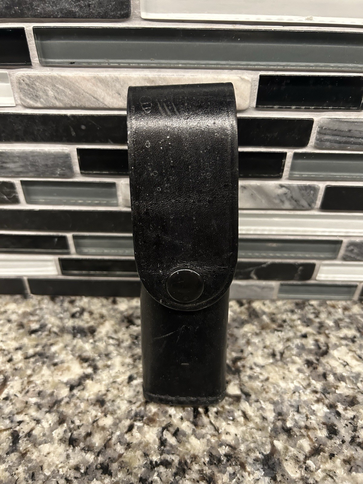 Stallion Black Leather Pepper Spray Holder For Belt