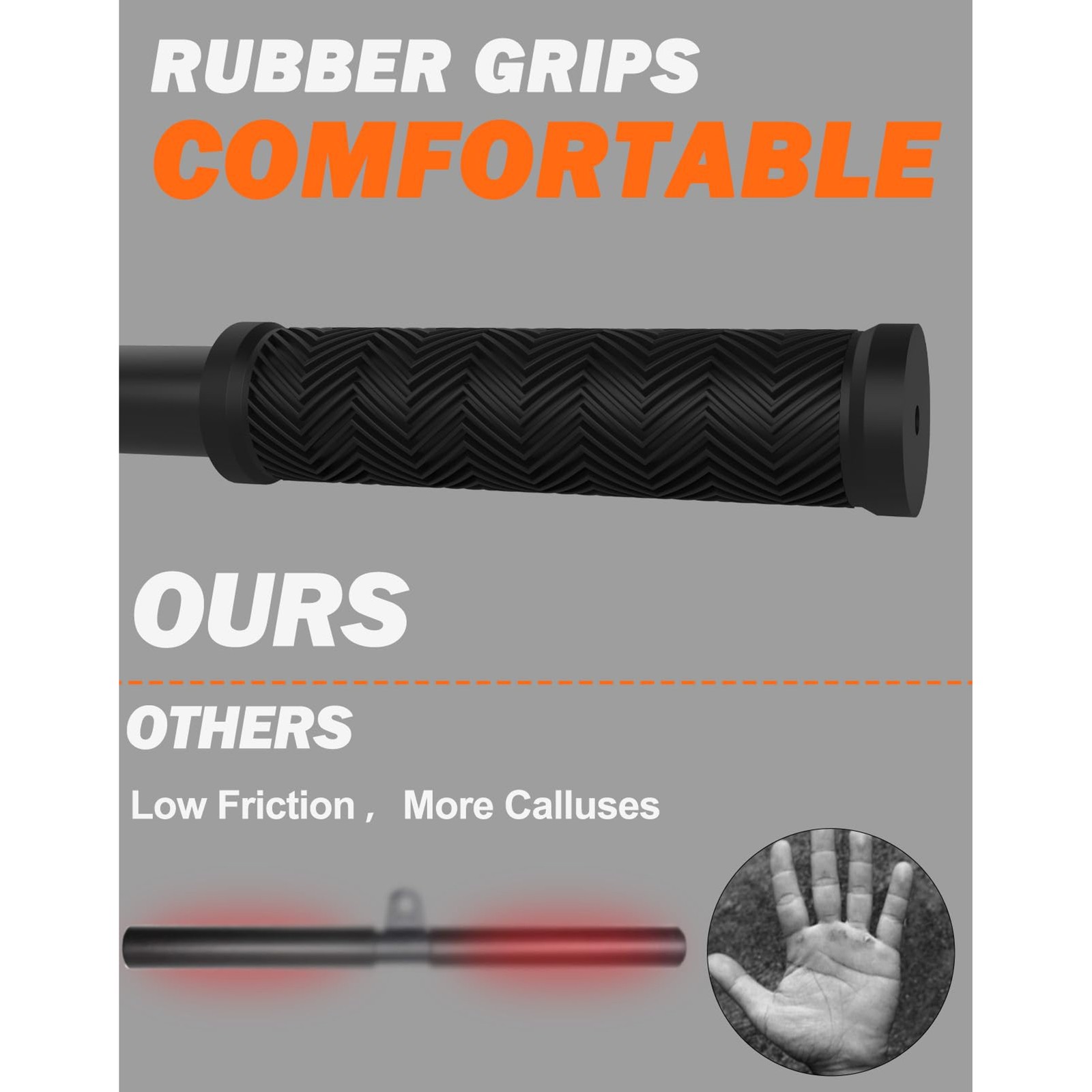Straight Bar Cable Attachment, Non-Slip Tricep Bar for Tricep Pull Down, LAT Pul