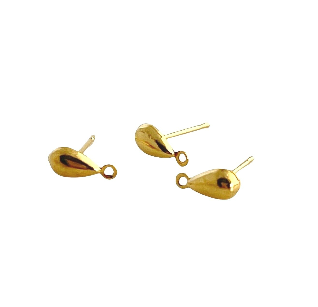 100 Gold Hollow Half Teardrop Loop Earstuds Earrings Stud Post Bead Findings