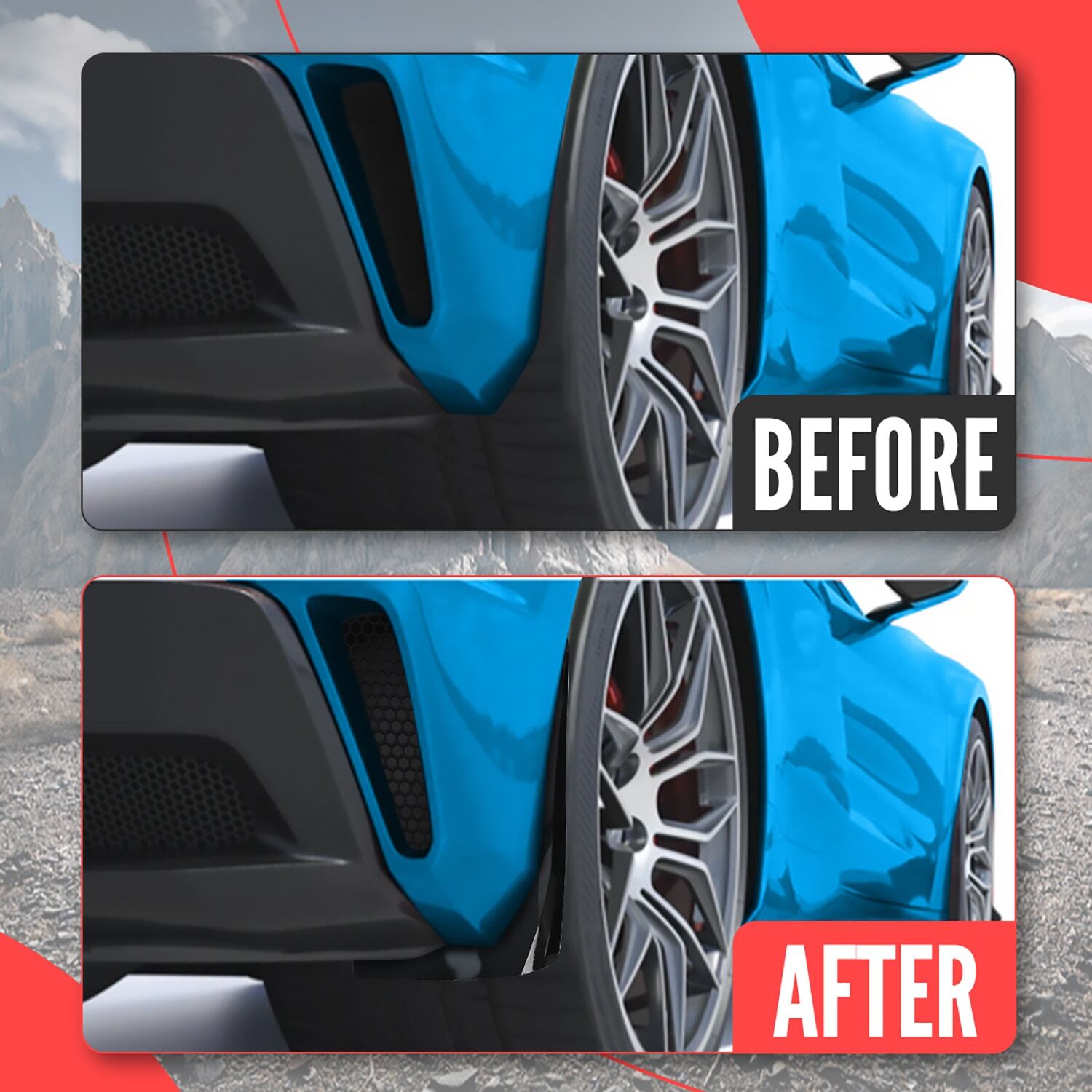 1 Set Gloss Black Rock Guards Extended Splash Mud Guard Flap For Corvette C8 Z06
